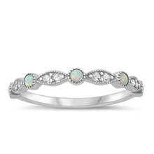 Load image into Gallery viewer, Sterling Silver Rhodium Plated White Lab Opal Ring