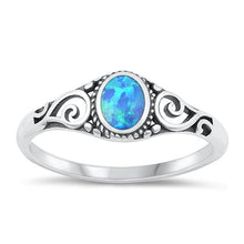 Load image into Gallery viewer, Sterling Silver Oxidized Blue Lab Opal Ring-6.8mm
