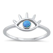 Load image into Gallery viewer, Sterling Silver Oxidized Eye Blue Lab Opal and Ring-8.7mm