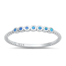 Load image into Gallery viewer, Sterling Silver Rhodium Plated Blue Lab Opal Ring-1.8mm