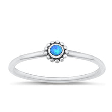 Load image into Gallery viewer, Sterling Silver Oxidized Bali Style Blue Lab Opal Ring