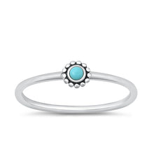 Load image into Gallery viewer, Sterling Silver Oxidized Round Genuine Turquoise Stone Ring Face Height-4.6mm