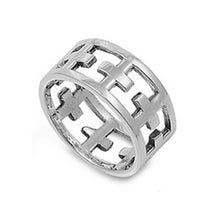 Load image into Gallery viewer, Sterling Silver Stylish Open Cut Multiple Cross Band Ring with Band Width of 10MM