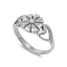 Load image into Gallery viewer, Sterling Silver Stylish Flower and Heart Design Ring
