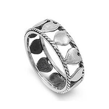 Load image into Gallery viewer, Sterling Silver Trendy Solid Multiple Heart Twisted Edge Ring with