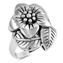 Load image into Gallery viewer, Sterling Silver Flower Shaped Plain RingsAnd Face Height 24mmAnd Band Width 3mm