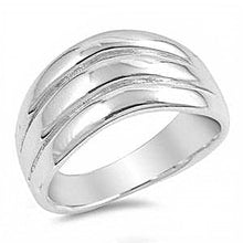 Load image into Gallery viewer, Sterling Silver Tri Line Shaped Plain RingsAnd Face Height 10mmAnd Band Width 5mm