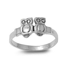 Load image into Gallery viewer, Sterling Silver Trendy Modish Two Owls Design Ring with Face Height of 8MM