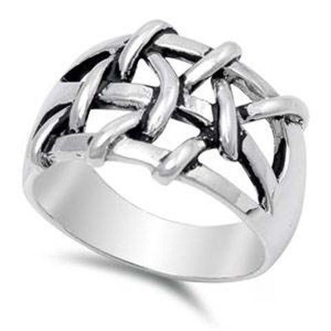 Sterling Silver Chain Shaped Plain RingsAnd Face Height 16mmAnd Band Width 6mmAnd Weight 7.6grams