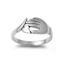 Load image into Gallery viewer, Sterling Silver Modern Claddagh Ring with Face Height of 9MM