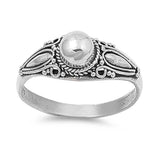 Sterling Silver Elegant Artistic Bali Design Ring with Face Height of 7MM
