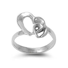 Load image into Gallery viewer, Sterling Silver Trendy Twin Heart Ring with Face Height of 12MM