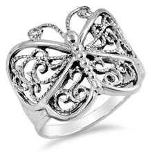 Load image into Gallery viewer, Sterling Silver Fancy Trendy Butterfly Design Ring with Face Height of 19MM