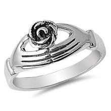 Load image into Gallery viewer, Sterling Silver Modish Claddagh Ring with Face Height of 9MM