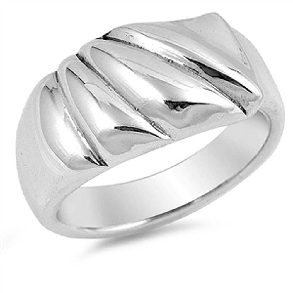 Sterling Silver Thin Shaped Plain RingsAnd Face Height 11mm