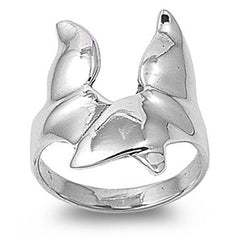 Sterling Silver Tales Shaped Plain RingsAnd Face Height 23mmAnd Band Width 3mm