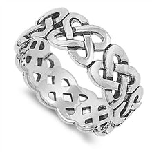 Load image into Gallery viewer, Sterling Silver Celtic Infinity Knot Ring with Band Width of 7MM