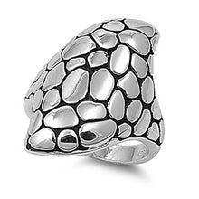 Load image into Gallery viewer, Sterling Silver Rhodium Plated Bali Shaped Plain RingsAnd Face Height 28mmAnd Band Width 4mm