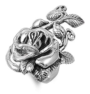 Sterling Silver Rose Shaped Plain RingsAnd Face Height 34mmAnd Band Width 3mm