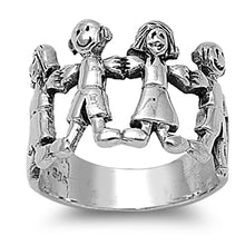 Load image into Gallery viewer, Sterling Silver Oxidized Boy And Girl Shaped Plain RingsAnd Face Height 16mmAnd Band Width 6mm