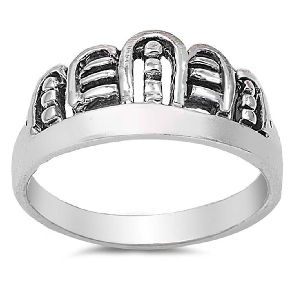 Sterling Silver Crown Shaped Plain RingsAnd Face Height 9mmAnd Band Width 3mm
