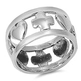 Sterling Silver Heart And Cross Shaped Plain RingsAnd Band Width 11mm