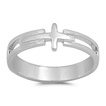 Load image into Gallery viewer, Sterling Silver Matted Polish Cross Shaped Plain RingsAnd Face Height 7mmAnd band Width 4mm