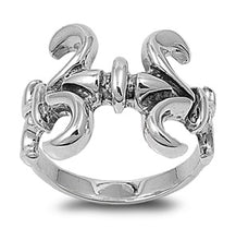 Load image into Gallery viewer, Sterling Silver Fleur De Lis Shaped Plain RingsAnd Face Height 18mmAnd Band Width 3mm