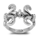 Sterling Silver Fleur De Lis Shaped Plain RingsAnd Face Height 18mmAnd Band Width 3mm