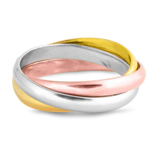 Load image into Gallery viewer, Sterling Silver RhodiumAnd Yellow And Rose Gold Plated Tri Color Round Shaped Plain RingsAnd Each Width 3mm