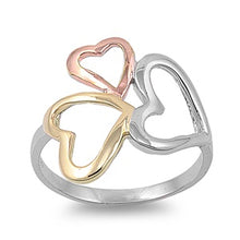 Load image into Gallery viewer, Sterling Silver Two Tone Heart Shaped Plain RingsAnd Face Height 19mmAnd Band Width 3mm