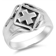 Load image into Gallery viewer, Sterling Silver Oxidized Cross Shaped Plain RingsAnd Face Height 15mmAnd Band Width 4mm