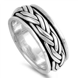 Sterling Silver Spinner Shaped Plain RingsAnd Band Width 8mm