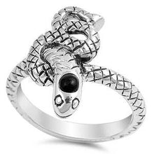 Load image into Gallery viewer, Sterling Silver Snake Shaped Plain RingsAnd Face Height 23mmAnd Band Width 4mm