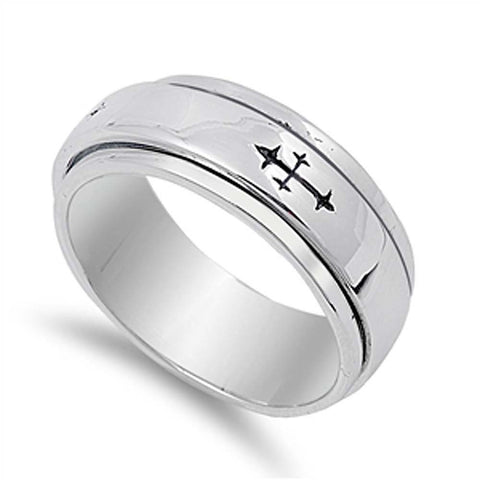 Sterling Silver Cross Shaped Plain RingsAnd Band Width 9mm