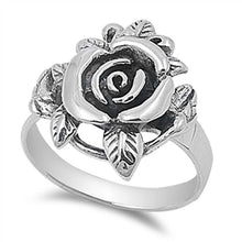 Load image into Gallery viewer, Sterling Silver Rose Flower Shaped Plain RingsAnd Face Height 21mmAnd Band Width 3mm