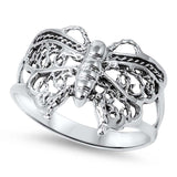 Sterling Silver Butterfly Shaped Plain RingsAnd Face Height 15mmAnd Band Width 3mm