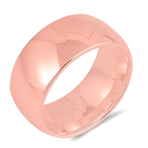 Sterling Silver Rose Gold Wedding Band-9mm