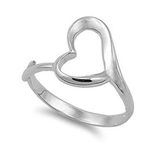 Load image into Gallery viewer, Sterling Silver Rhodium Plated Heart Shaped Plain RingsAnd Face Height 15mmAnd Band Width 3mm
