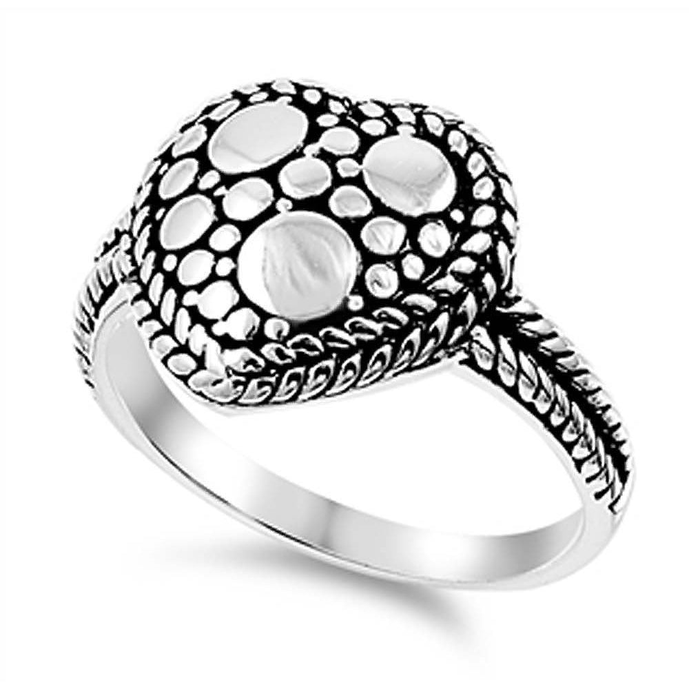 Sterling Silver Heart Shaped Plain RingsAnd Face Height 14mm