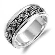 Load image into Gallery viewer, Sterling Silver Spinner Shaped Plain RingsAnd Band Width 8mm