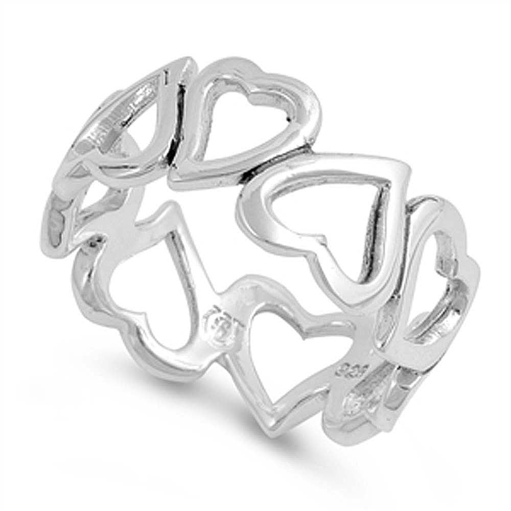 Sterling Silver Heart Band Shaped Plain RingsAnd Face Height 8mm