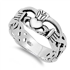 Sterling Silver Claddagh Shaped Plain RingsAnd Face Height 8mm