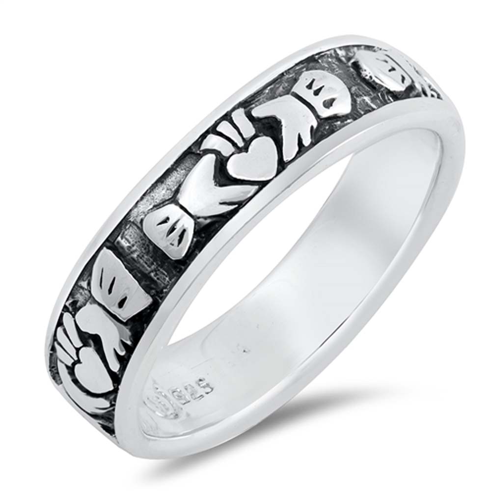 Sterling Silver Claddagh Band Plain RingsAnd Band Width 6mm