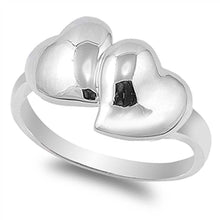 Load image into Gallery viewer, Sterling Silver Double Hearts Shaped Plain RingsAnd Face Height 13mmAnd Band Width 2mm
