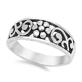 Sterling Silver Plumeria Shaped Plain RingsAnd Face Height 7mmAnd Band Width 4mm