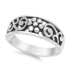 Sterling Silver Plumeria Shaped Plain RingsAnd Face Height 7mmAnd Band Width 4mm