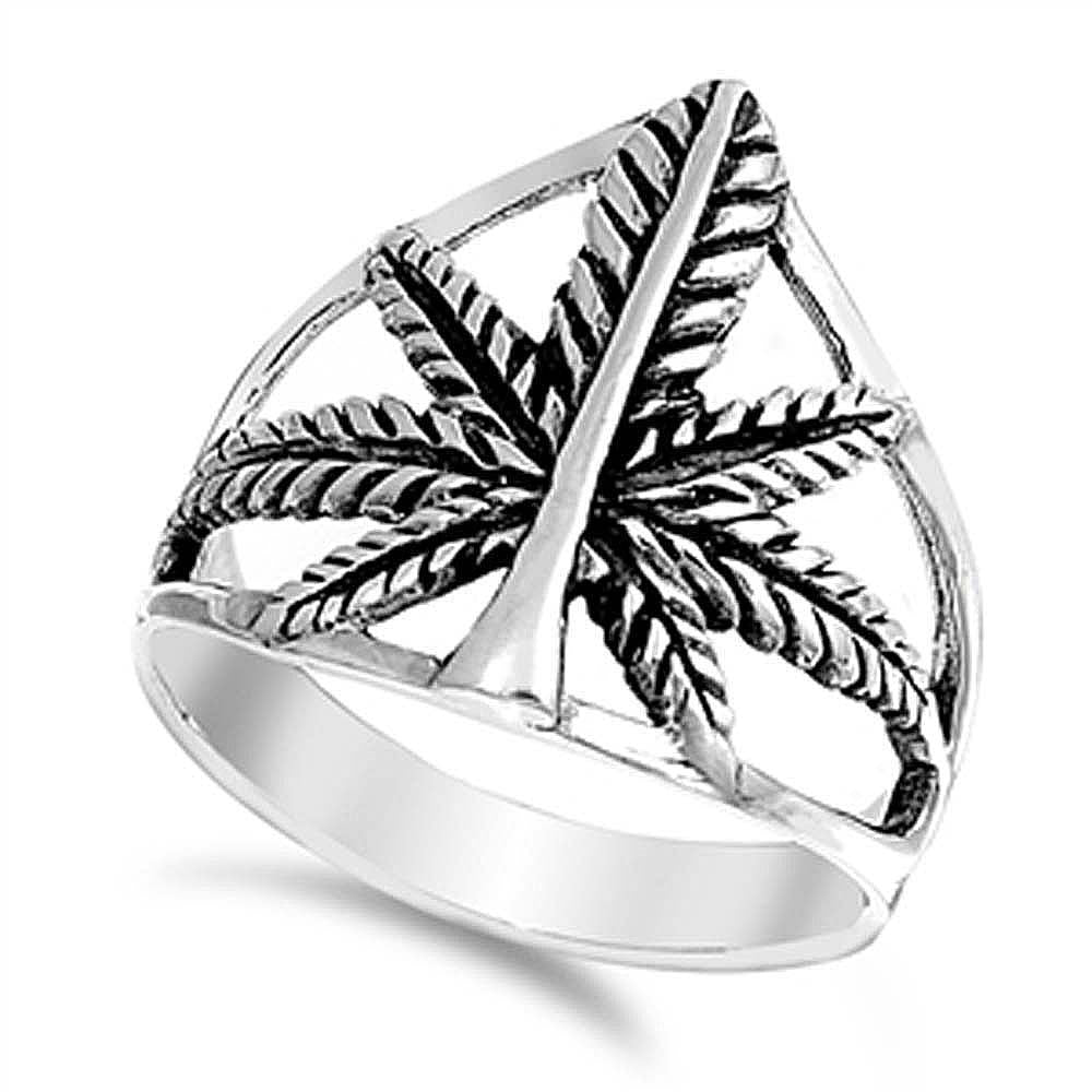 Sterling Silver Leaf Shaped Plain RingsAnd Face Height 19mm