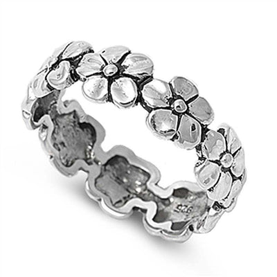 Sterling Silver Continuous Plumeria Shaped Plain RingsAnd Face Height 7mm