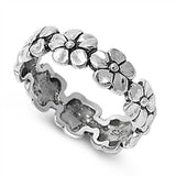 Sterling Silver Continuous Plumeria Shaped Plain RingsAnd Face Height 7mm